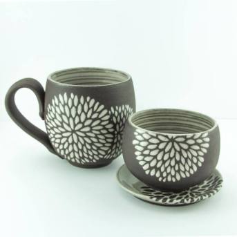 Foxtail Pottery - Chrysanthemum Mugs